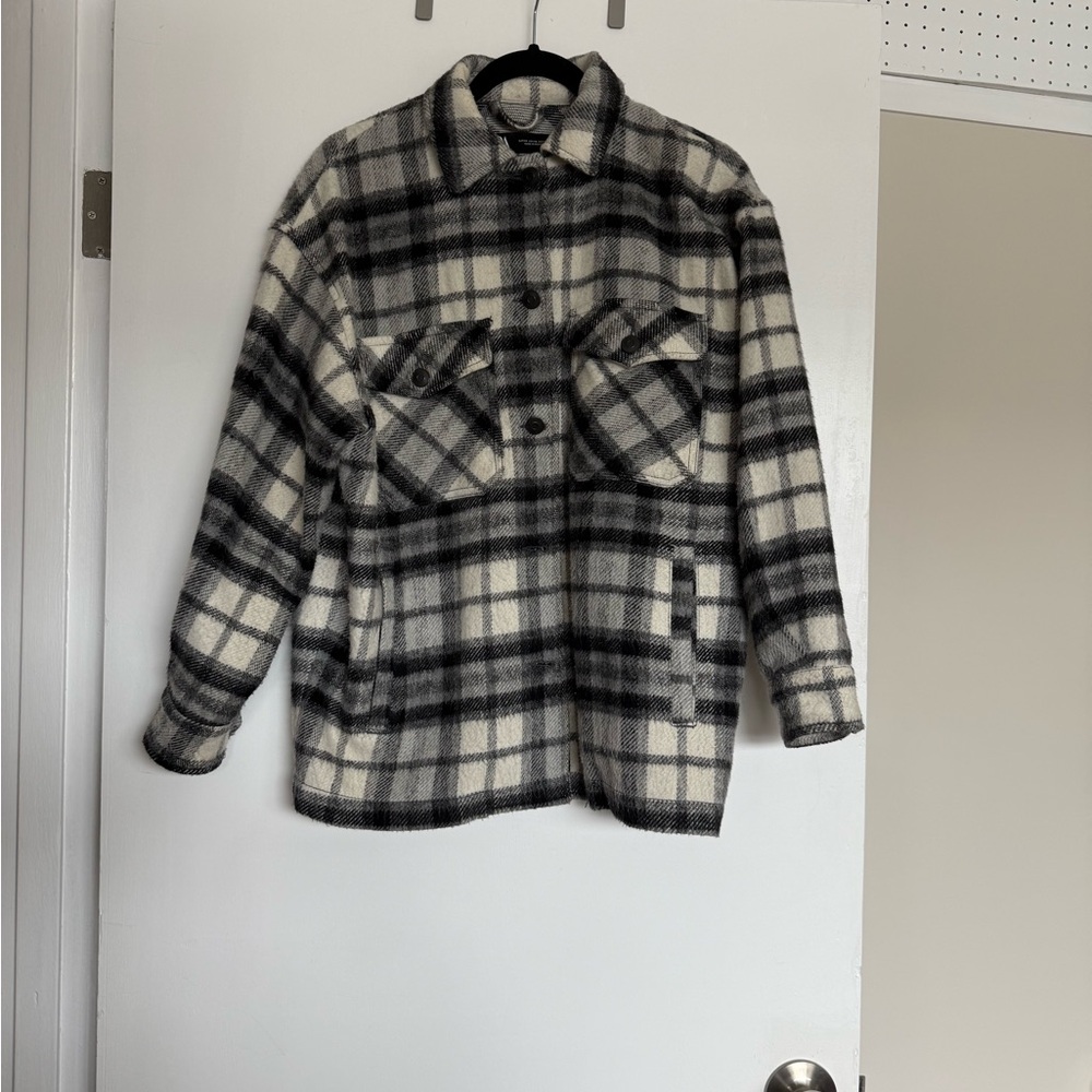 Zara Black and White Lightweight Shirt Jacket